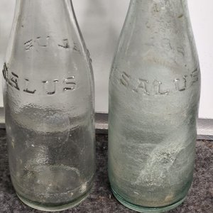 Dos Botellas Antiguas de Vidrio Salus - imagen 3