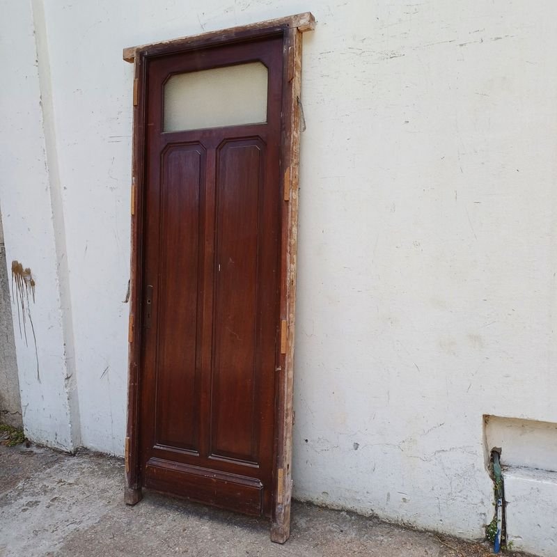Puerta de madera con panel y vidrio, estilo clásico - imagen 2