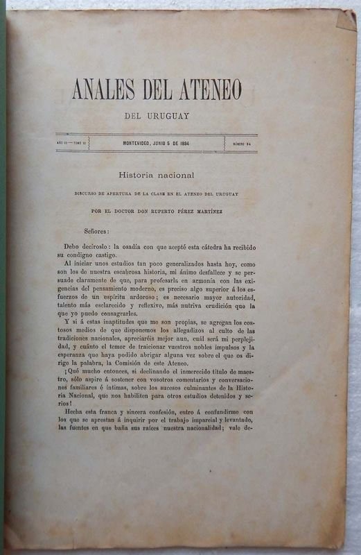Revista Anales Del Ateneo Del Uruguay, Año III - Tomo VI - Junio, 5 de 1884 - Número 34 - imagen 2