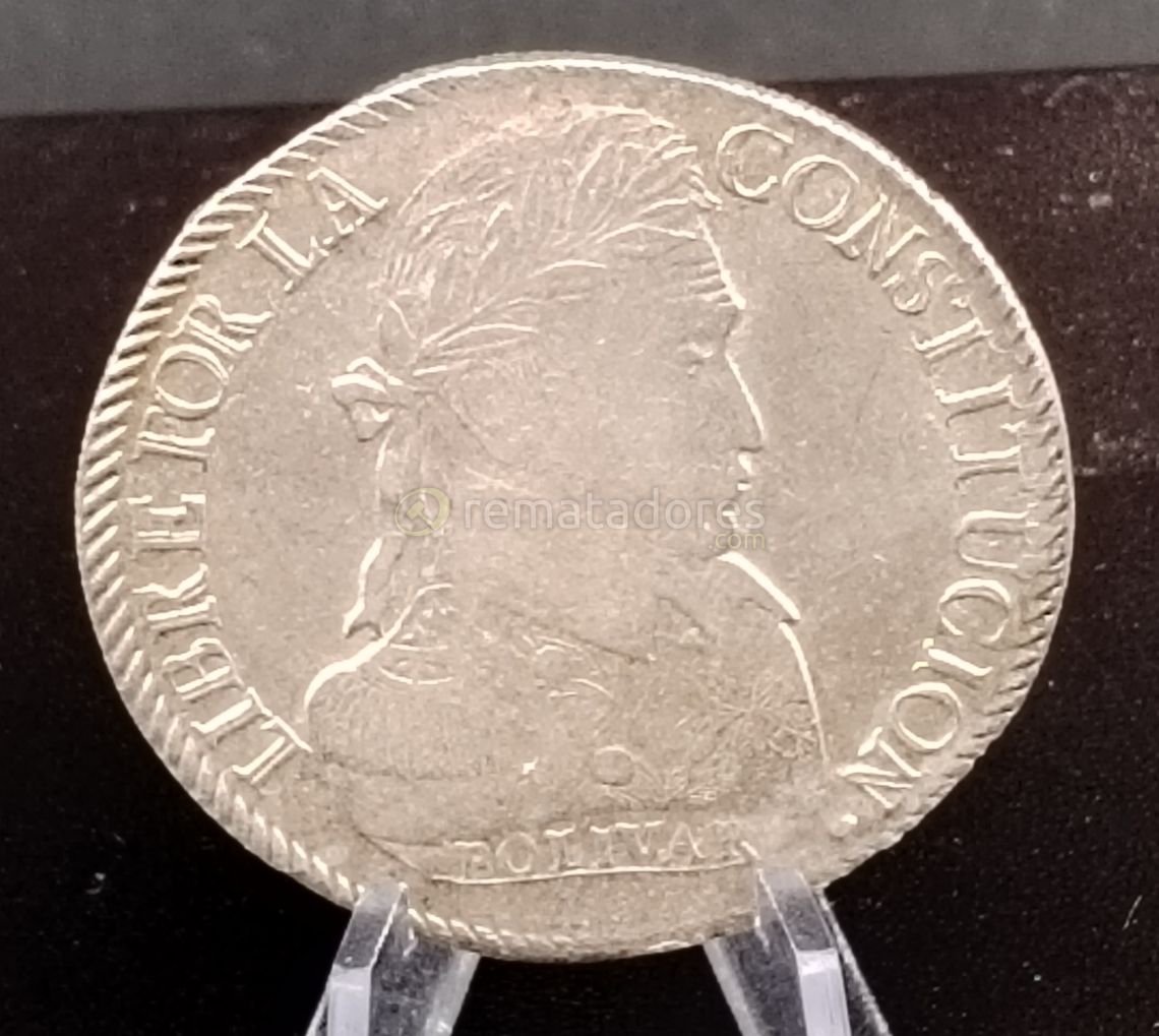 Moneda de Plata "Libertad por la Constitución" República de Bolivia 1870