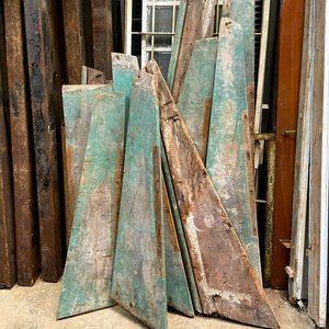 Trece Escalones de Madera Rústica con Pátina Turquesa - imagen 2