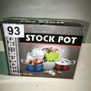 Juego de 3 Ollas Stock Pot de Colores con Tapas de Acero Inoxidable - imagen 1