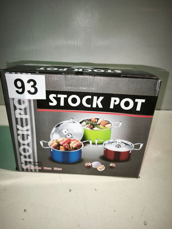 Juego de 3 Ollas Stock Pot de Colores con Tapas de Acero Inoxidable