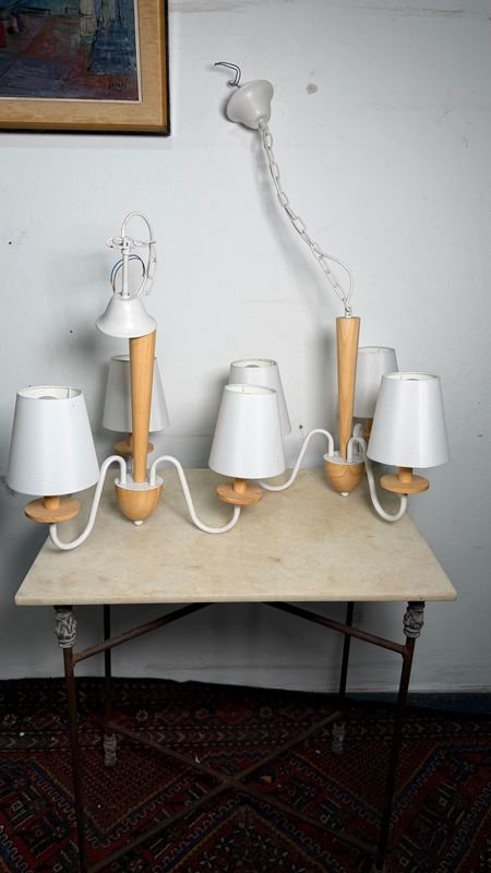 Par de Lámparas de Techo Modernas Blancas con Madera