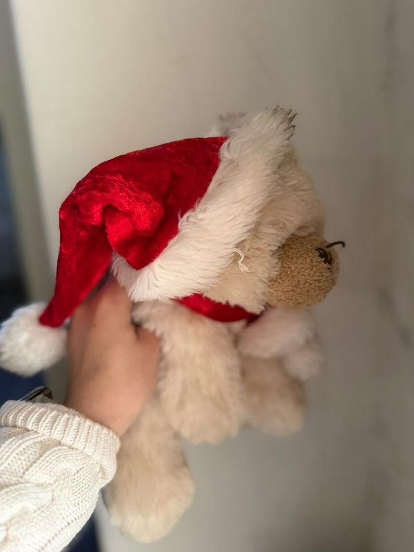 Peluche Oso Navideño con Gorro de Papá Noel
