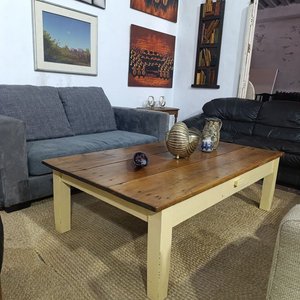 Mesa de Centro Rústica de Madera de Pino Brasil con Cajón - imagen 2