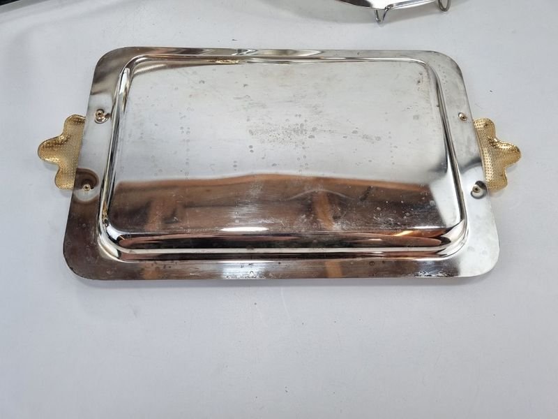 Tres bandejas para copetín en metal bañado en plata - imagen 6