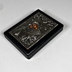 Icono Religioso Griego Virgen María y Niño Jesús en Plata 950 - imagen 4