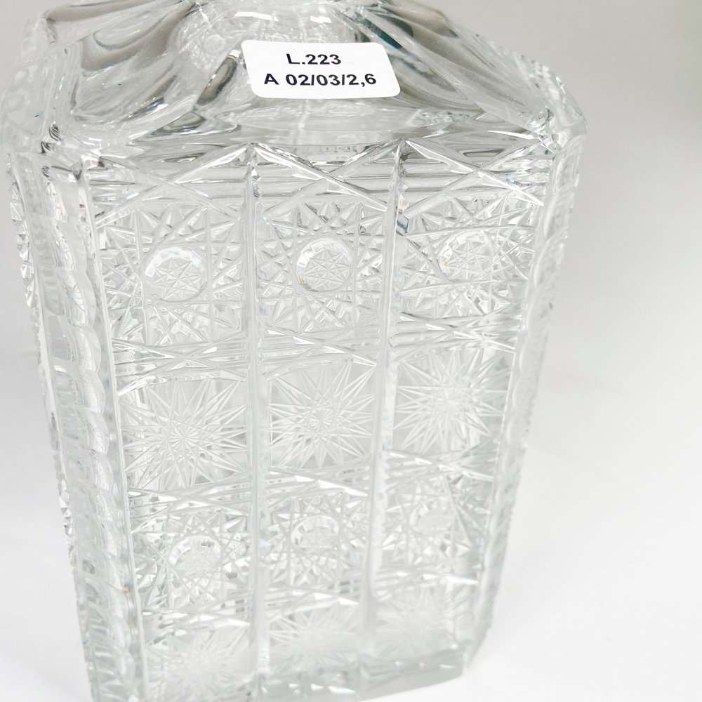 Botella de cristal hialino tallado con tapon - imagen 2