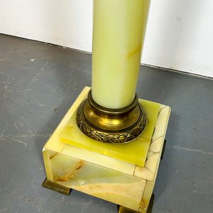 Pedestal de Onix y Bronce con Base y Mesa Cuadrangular - imagen 4