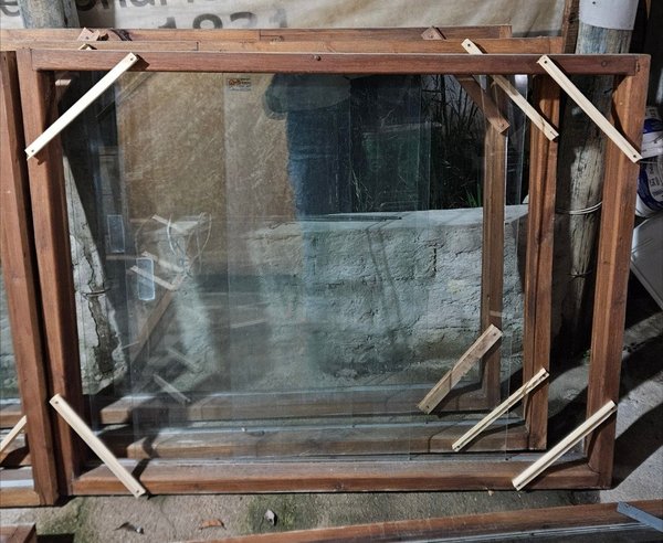 Ventana ideal división marco de cedro vidrios de correr de 5 mm