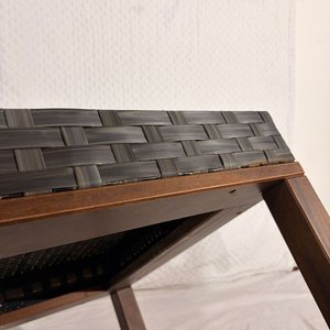 Mesita Lateral Madera y Ratán Sintético Gris para Exterior - imagen 4