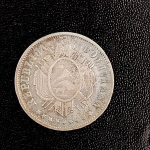 Lote de 2 Monedas Bolivianas de Plata: 5 Centavos 1877 y 10 Centavos 1875 - imagen 6