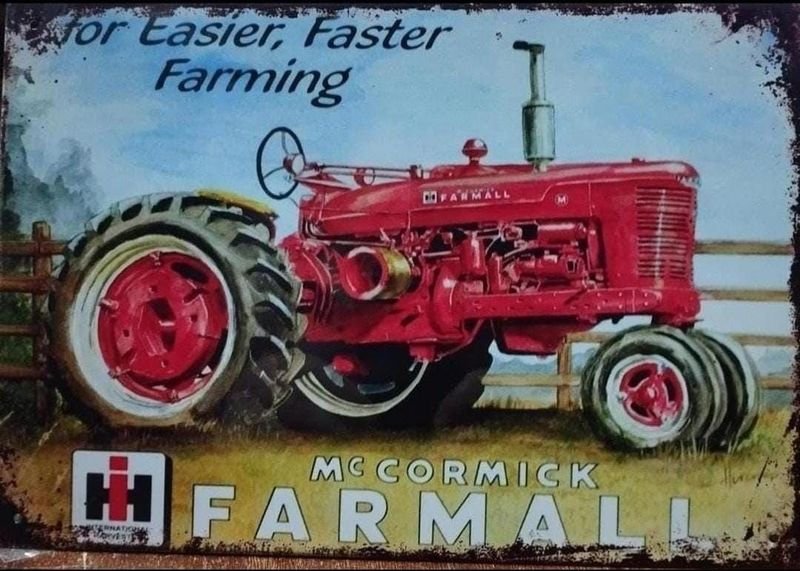 Cartel chapa decorativo de tractor Hinternacional - Maquinaria