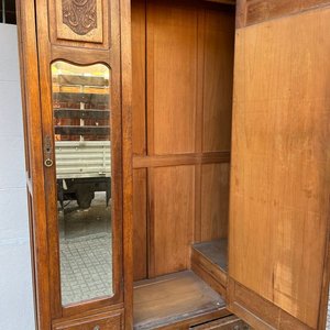Ropero Antiguo de Roble con 3 Puertas, Espejo Biselado y 4 Cajones - imagen 19