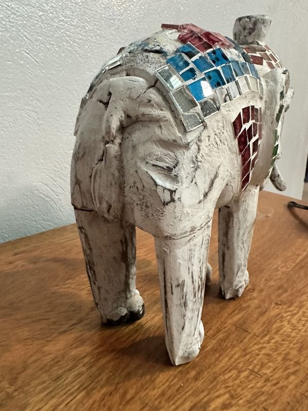 Adorno Mosaico de Elefante en Madera - imagen 8