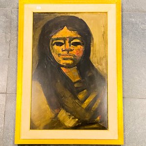 Cuadro oleo dama, marco madera 80 x 50 cm - imagen 2
