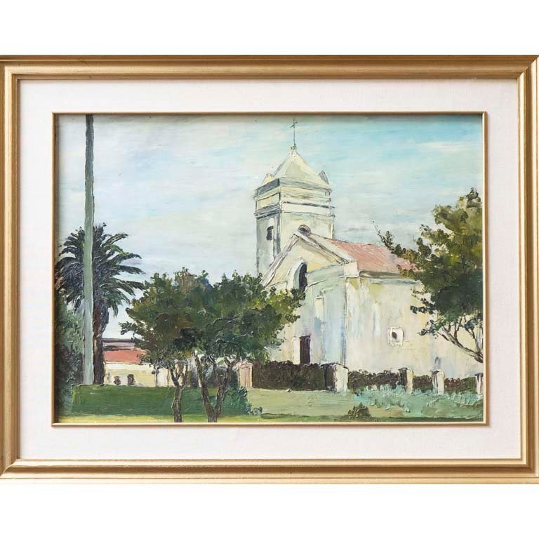 Pintura al óleo "Paisaje con Iglesia" sin firma