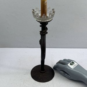 Candeleros de Hierro Forjado con Tulipa de Vidrio Prensa - imagen 3