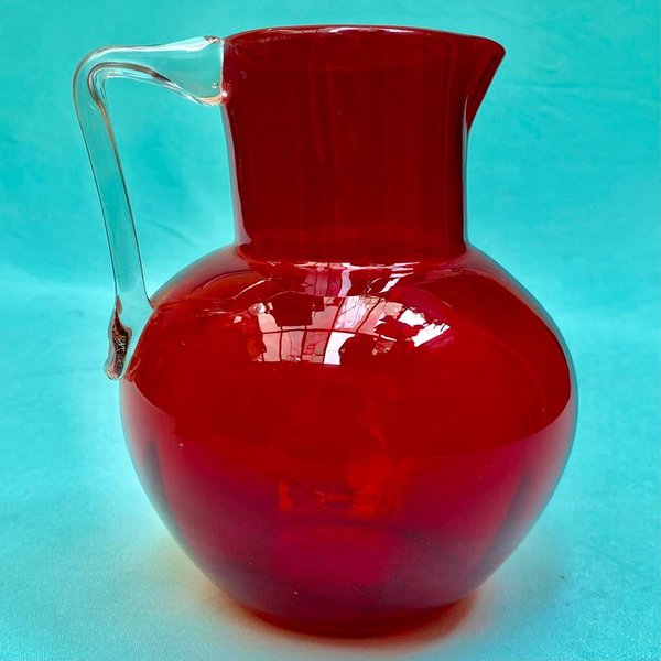Jarra francesa de vidrio rojo rubí para decorar o usar - imagen 1