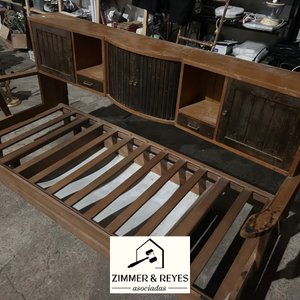 Cama de una plaza con estante superior de madera - imagen 5