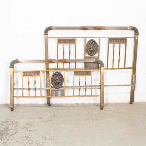 Respaldo y Piecera de Bronce para Cama de Dos Plazas con Medallones - imagen 1