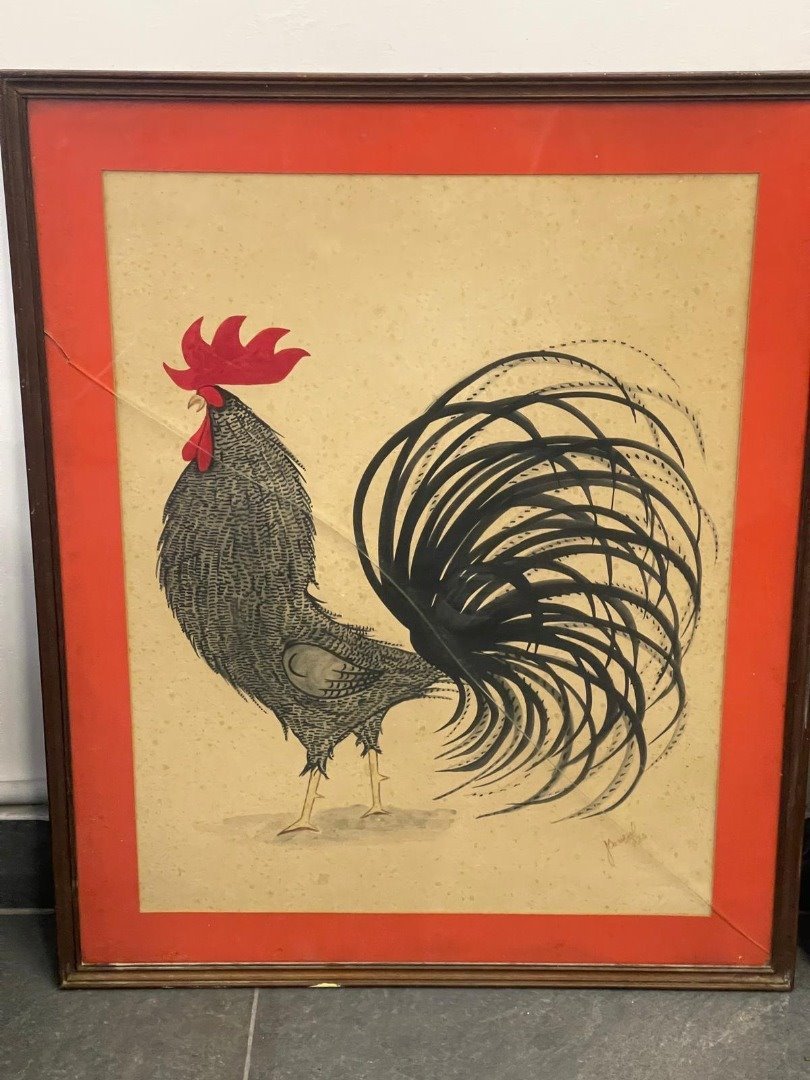 Dos cuadros de gallos firmados - imagen 3