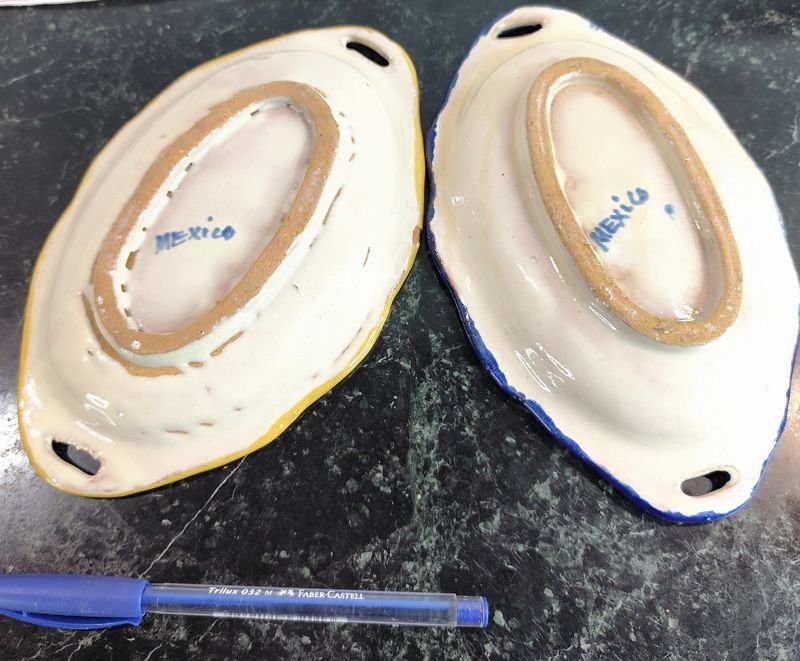 Dos copas de mayólica tipo Talavera mexicana, artesanía manual - imagen 4