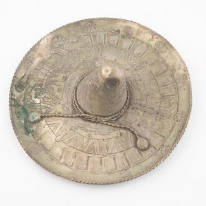 Sombrero Mexicano de Plata Labrada con Grabados Precolombinos - imagen 3
