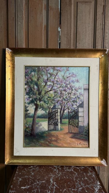 Óleo "Árboles en Flor" de L. Moreno, 44 x 36 cm