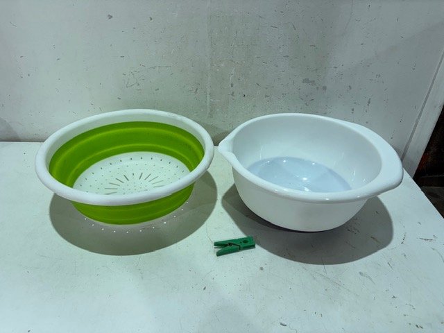 Colador de Silicona Plegable y Bol Grande Blanco