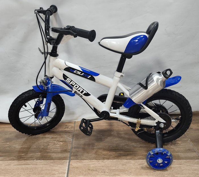 Bicicleta infantil blanca y azul con accesorios - imagen 2