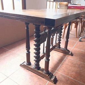 Mesa Libro Antigua de Cedro Rosa Macizo Torneado y Tallado - imagen 8