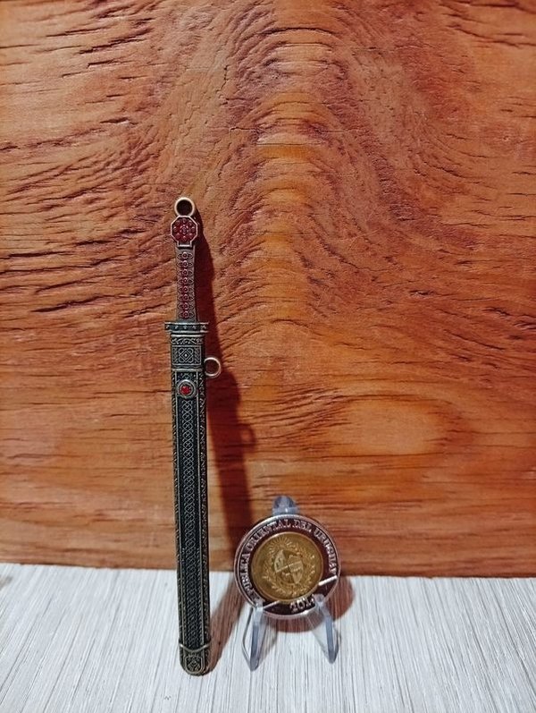 Espada Miniatura o Abrecartas de Metal Estilo Chino Jian - 12 cm - imagen 1