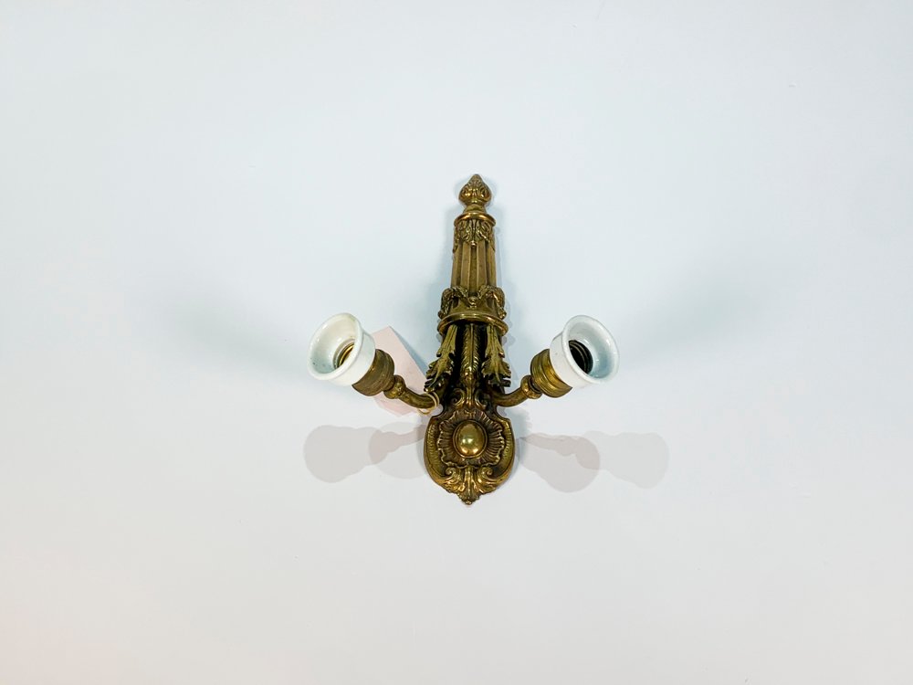 Aplique Francés de Bronce con Dos Luces y Cobre Pico de Losa