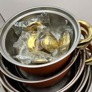 Batería de Ollas de Acero Inoxidable con Mangos Dorados (10 Piezas) - imagen 3