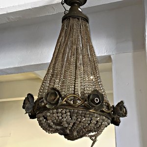 Araña Francesa de Bronce y Cristal con Ocho Luces - imagen 2