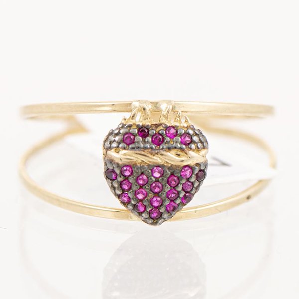 Anillo de Oro 18k con Rubíes y Diseño de Corazón - imagen 1