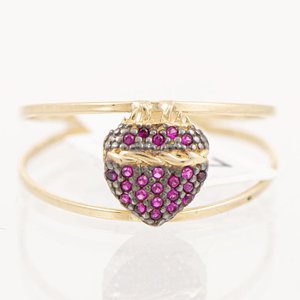 Anillo de Oro 18k con Rubíes y Diseño de Corazón - imagen 1