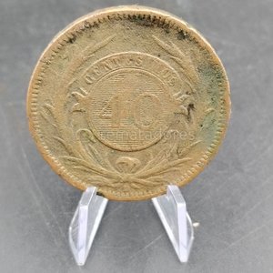 Moneda Antigua de Bronce - 40 Centésimos Uruguayos - imagen 2