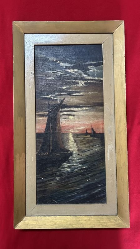 Cuadro de Marina con Velero al Atardecer