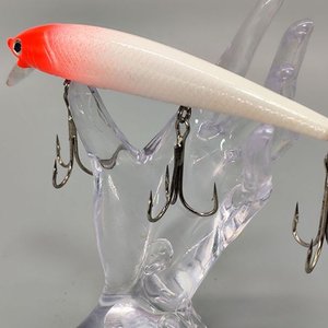 Señuelo de Pesca Artificial Tipo Minnow Rojo y Blanco con Babero y 3 Anzuelos - imagen 6