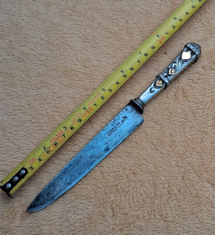 Cuchillo Inglés con Cabo de Plata y Oro - imagen 4