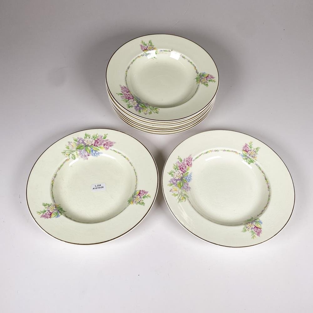 Nueve Platos Hondos de Loza Inglesa Portland Pottery