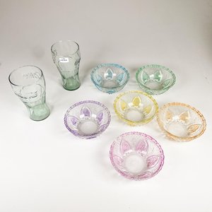 Set de 8 Piezas: Vasos Coca-Cola y Compoteras de Vidrio Multicolor - imagen 1
