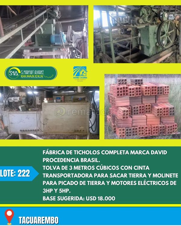 Fábrica de Ticholos Completa con Transportadora de Tierra y Molinete Eléctrico