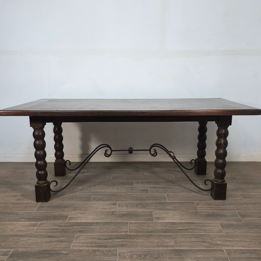 Mesa de comedor en madera y hierro para sala de estar - imagen 3