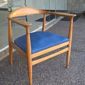 Butaca Danesa Vintage de los 60's con Tapizado Azul - imagen 2