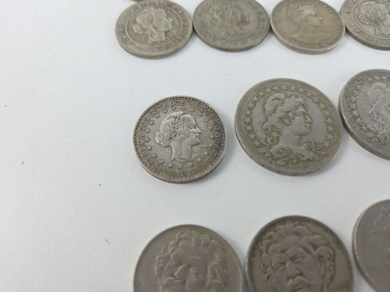 Colección de monedas brasileñas y lira siria en plata - imagen 2