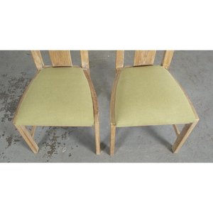 Par de Sillas de Roble Americano con Respaldo Alto y Asiento Verde - imagen 2